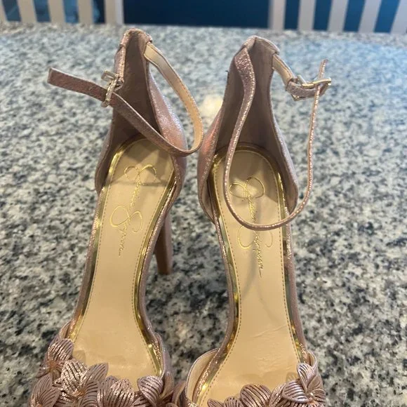 Jessica Simpson Womens Sz 10 Rose Gold Glitter Platform Heels Pink GUC - Picture 4 of 8